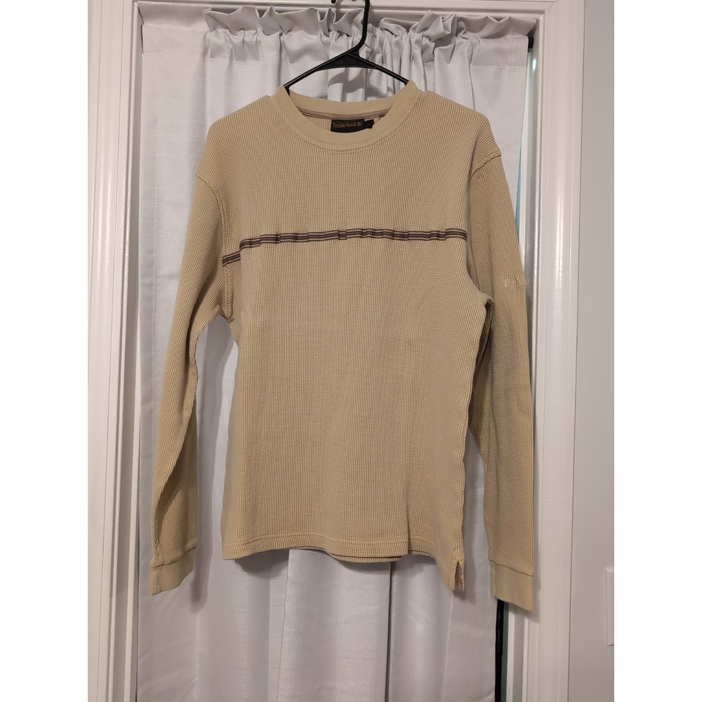 Timberland Men's Crewneck Waffle-Knit Themal Pullover Large Retro